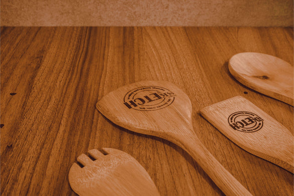 beautiful laser engraved wooden spoons