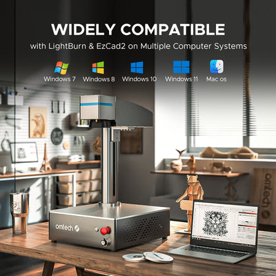 OMTech MOPA 20W Compact and Integrated Fiber Laser Engraver for Metal with 6.9" x 6.9" Working Area