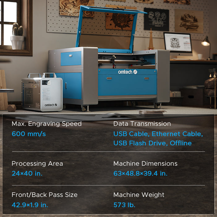 AF2440-100 - 100W CO2 Laser Engraver Cutting Machine with 24" x 40" Working Area and Auto Focus
