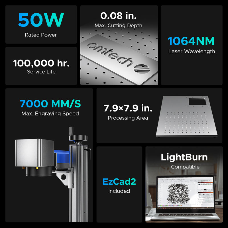 FM7979-50S - 50W Split Fiber Laser Marker Engraving Machine with 7.9" x 7.9" Working Area