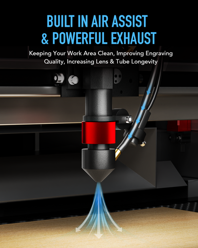 built-in air assist and exhaust fan
