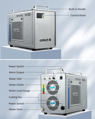 6L CW-5200 INDUSTRIAL WATER CHILLER MACHINE FOR 50W-150W CO2 LASER ENGRAVER
