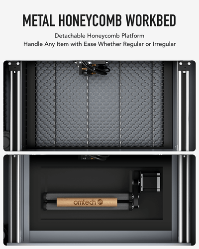OMTech K40+ 40W Desktop CO2 Laser Engraver with 8" x 12" Working Area and Detachable Honeycomb Workbed