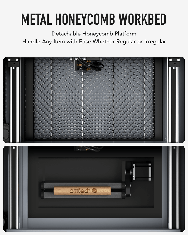 OMTech K40+ 40W Desktop CO2 Laser Engraver with 8" x 12" Working Area and Detachable Honeycomb Workbed