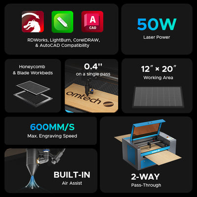 50W CO2 Laser Engraver Cutting Machine