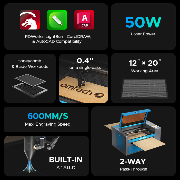 50W CO2 Laser Engraver Cutting Machine