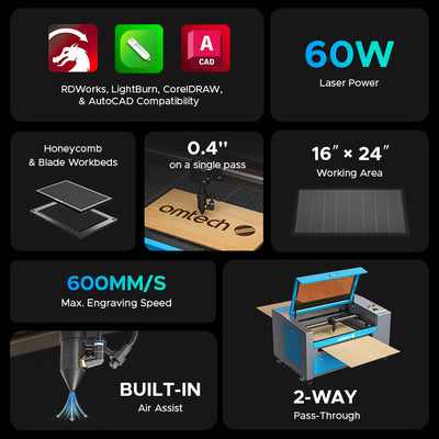 60W CO2 Laser Engraver Cutting Machine