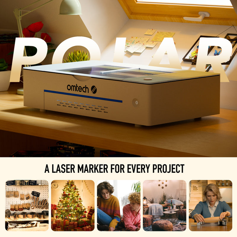 OMTech Polar 50W Desktop CO2 Laser Engraver and Cutter with Two Rotary Axes