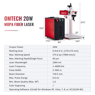 MP6969-20 - 20W MOPA FIBER LASER MARKING ENGRAVING MACHINE