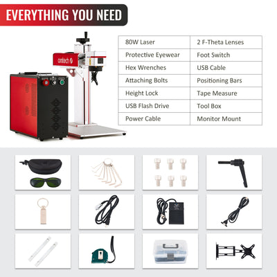 MP6969-80 - 80W MOPA FIBER LASER MARKING ENGRAVING MACHINE WITH 6.9â€?X 6.9â€?WORKING AREA